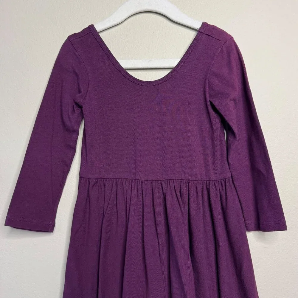 ALICE + AMES Girls Purple Ballet Dress Girls 5 Blackberry Long Sleeve Twirl - Picture 3 of 5